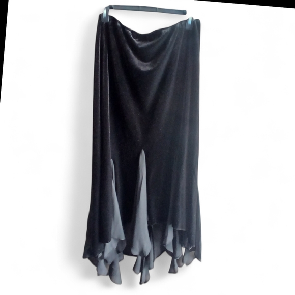 vintage whimsigoth Black Asymmetrical Skirt velvet - Picture 2 of 5